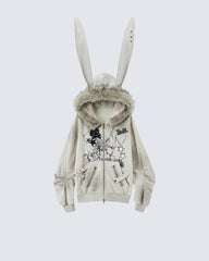 Vintage Bunny Hood Fleece Hoodie