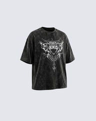 Retro Personality Washed Skull Print T-Shirt