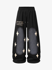 Spray Paint Star Print Distressed Sweatpants