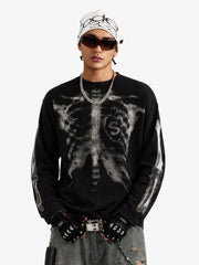 Thesupermade Skeleton Graphic Waffle Sweatshirt