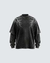 LIGHTNING Series | Washed Layered Long Sleeve T-Shirt