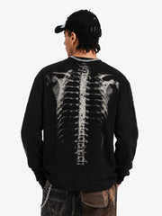 Thesupermade Skeleton Graphic Waffle Sweatshirt