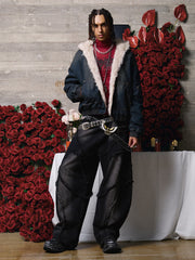 Cotton Washed Fur Hooded Jacket - 2265