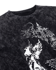 Grunge Angel & Script Graphic T-Shirt