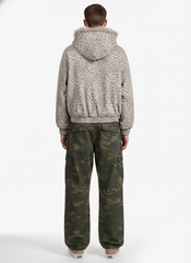 Cotton Cheetah Print Mink Fur Hooded Jacket