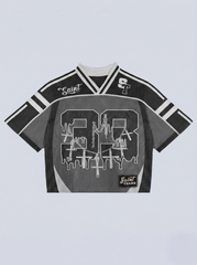 Vintage Contrast Graphic Street Jersey