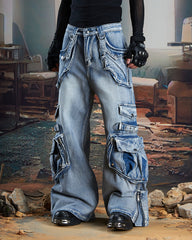 Vintage Streetwear Cargo Flared Jeans