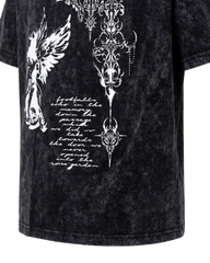 Grunge Angel & Script Graphic T-Shirt