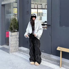 Crinkled Denim Cargo Pants