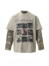Jersey Distressed Camouflage Double Layered Graphic T-Shirt