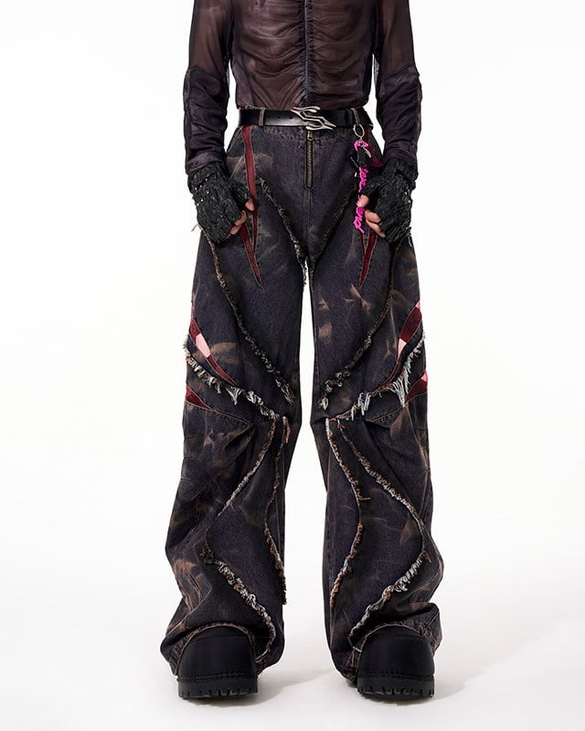 Distressed Ripped Denim Pants – Streetwear with Unique Torn Details