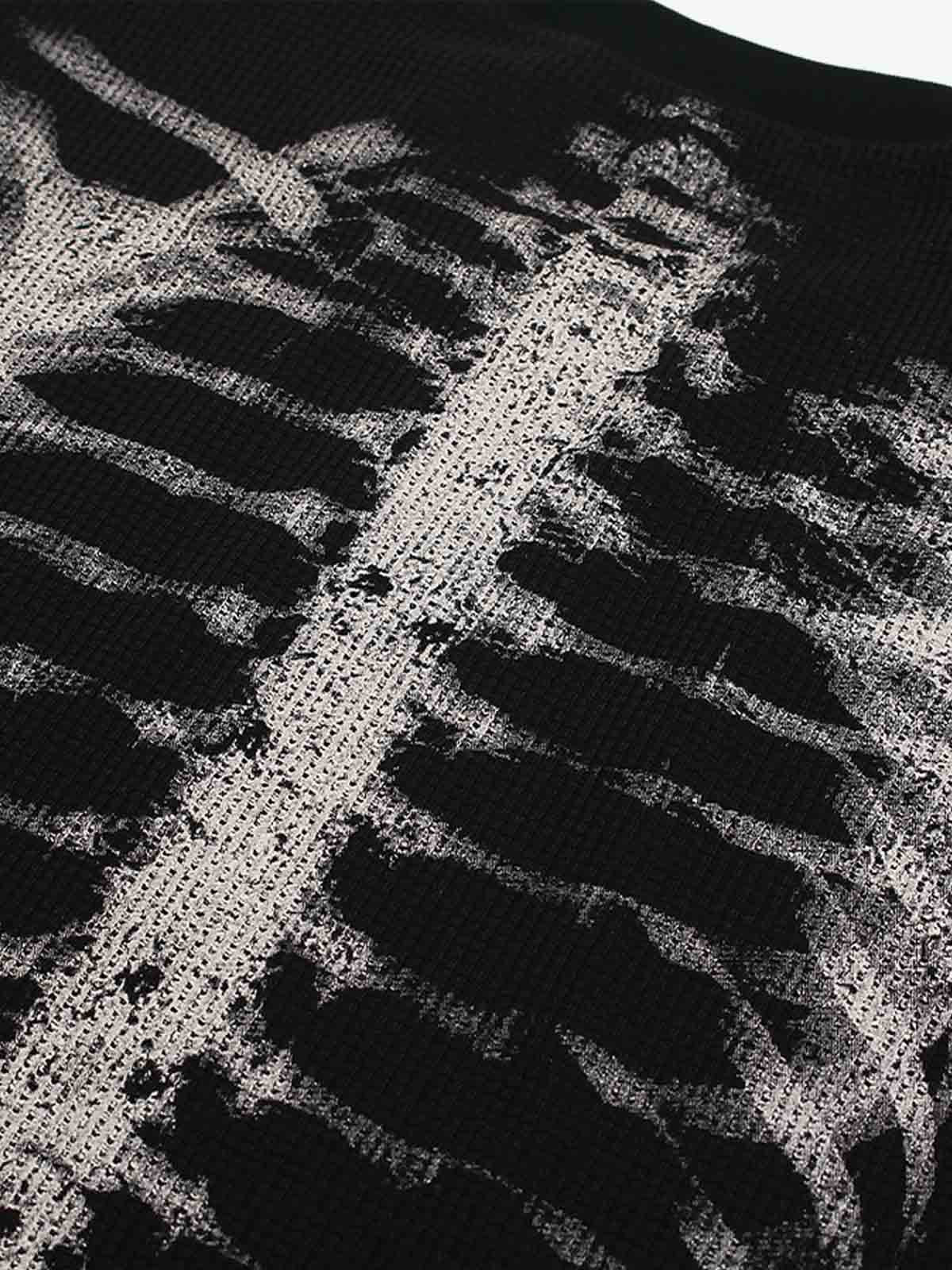 Thesupermade Skeleton Graphic Waffle Sweatshirt