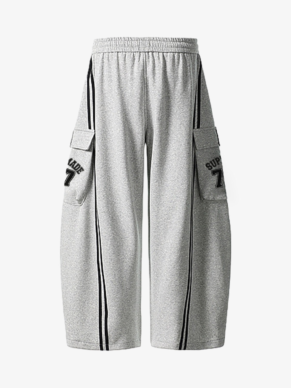 Cotton Web Stitching Letter Print Drawstring Barrel Pants