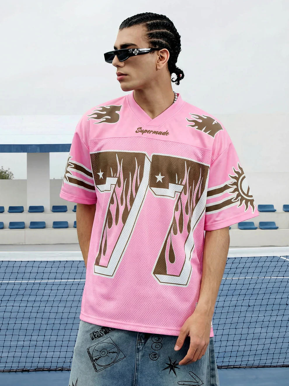Pink Flame Print Jersey T-shirt