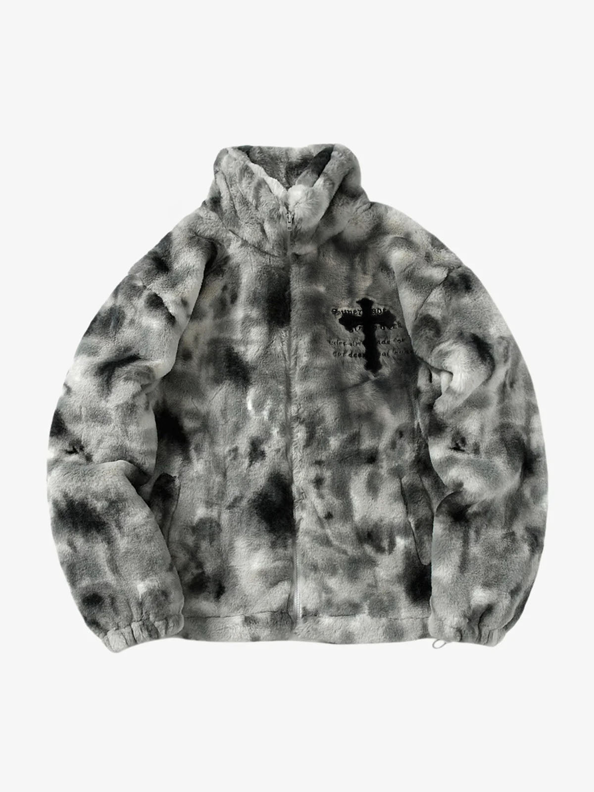 Heavy-Duty Faux Lambswool Tie-Dye Urban Jacket