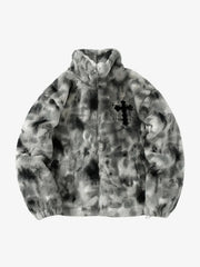 Heavy-Duty Faux Lambswool Tie-Dye Urban Jacket