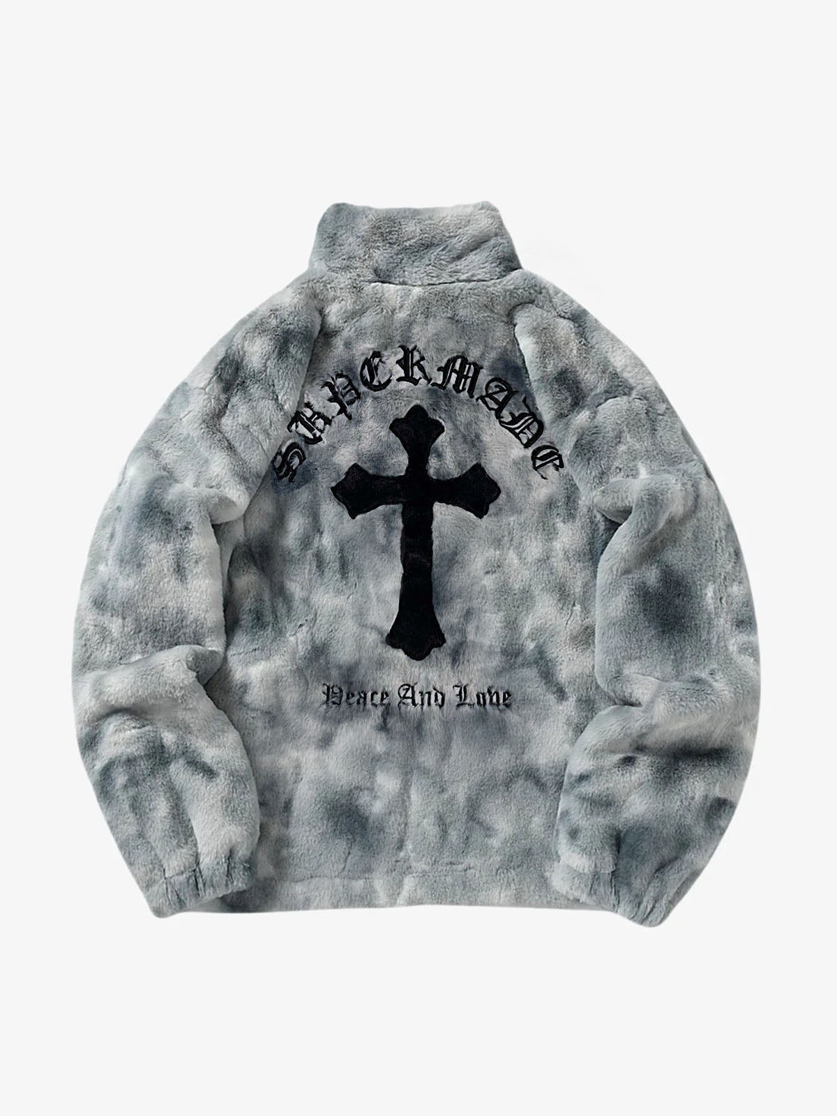 Heavy-Duty Faux Lambswool Tie-Dye Urban Jacket