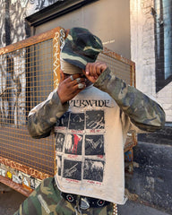 Jersey Distressed Camouflage Double Layered Graphic T-Shirt