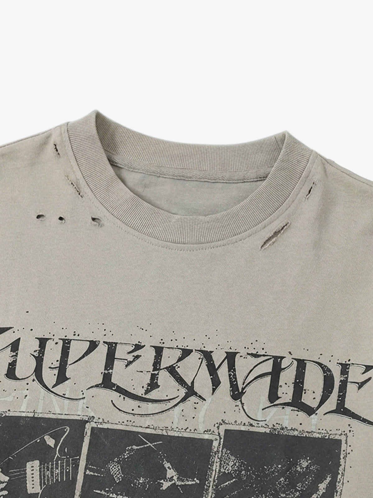 Jersey Distressed Camouflage Double Layered Graphic T-Shirt