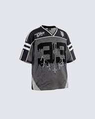 Vintage Contrast Graphic Street Jersey