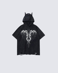 Vintage Washed Batwing Graphic Hoodie
