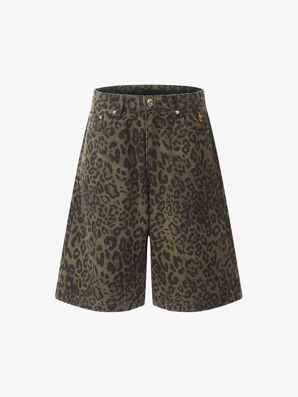 Leopard Print Cotton Wide Leg Shorts
