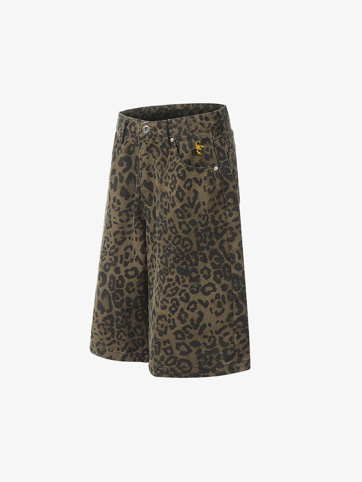 Leopard Print Cotton Wide Leg Shorts