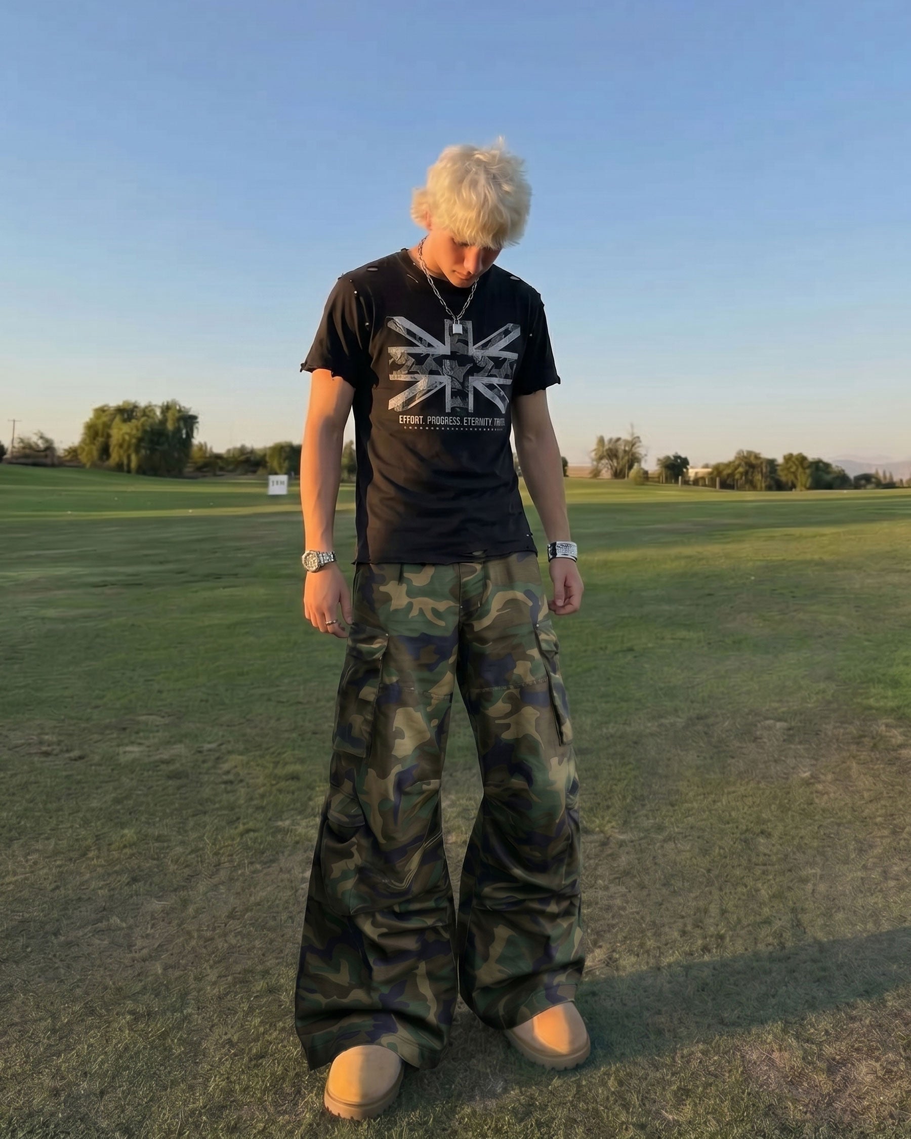 New Y2K Camo Multi-Pocket Wide Leg Cargo Pants