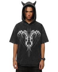 Vintage Washed Batwing Graphic Hoodie