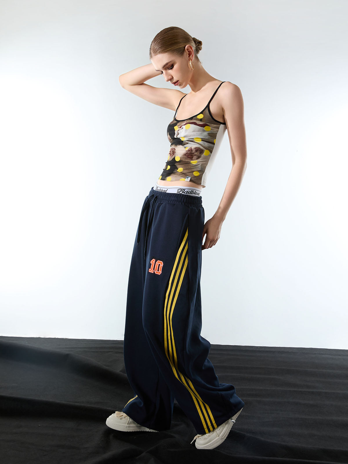 Fleece Vintage Side Stripe Drape Paratrooper Machete Wide Leg Pants