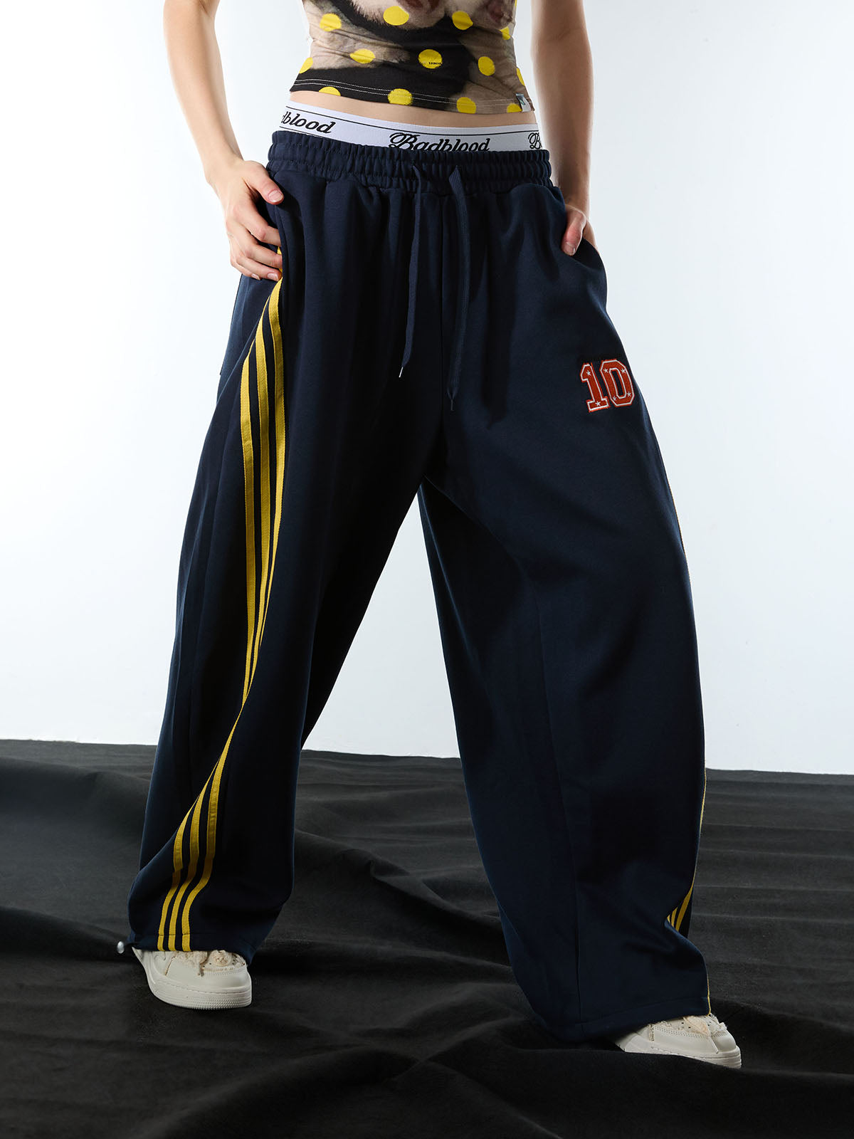 Fleece Vintage Side Stripe Drape Paratrooper Machete Wide Leg Pants