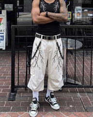 LIGHTNING Series | Gothic Chain Strap Utility Shorts