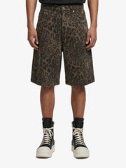 Leopard Print Cotton Wide Leg Shorts