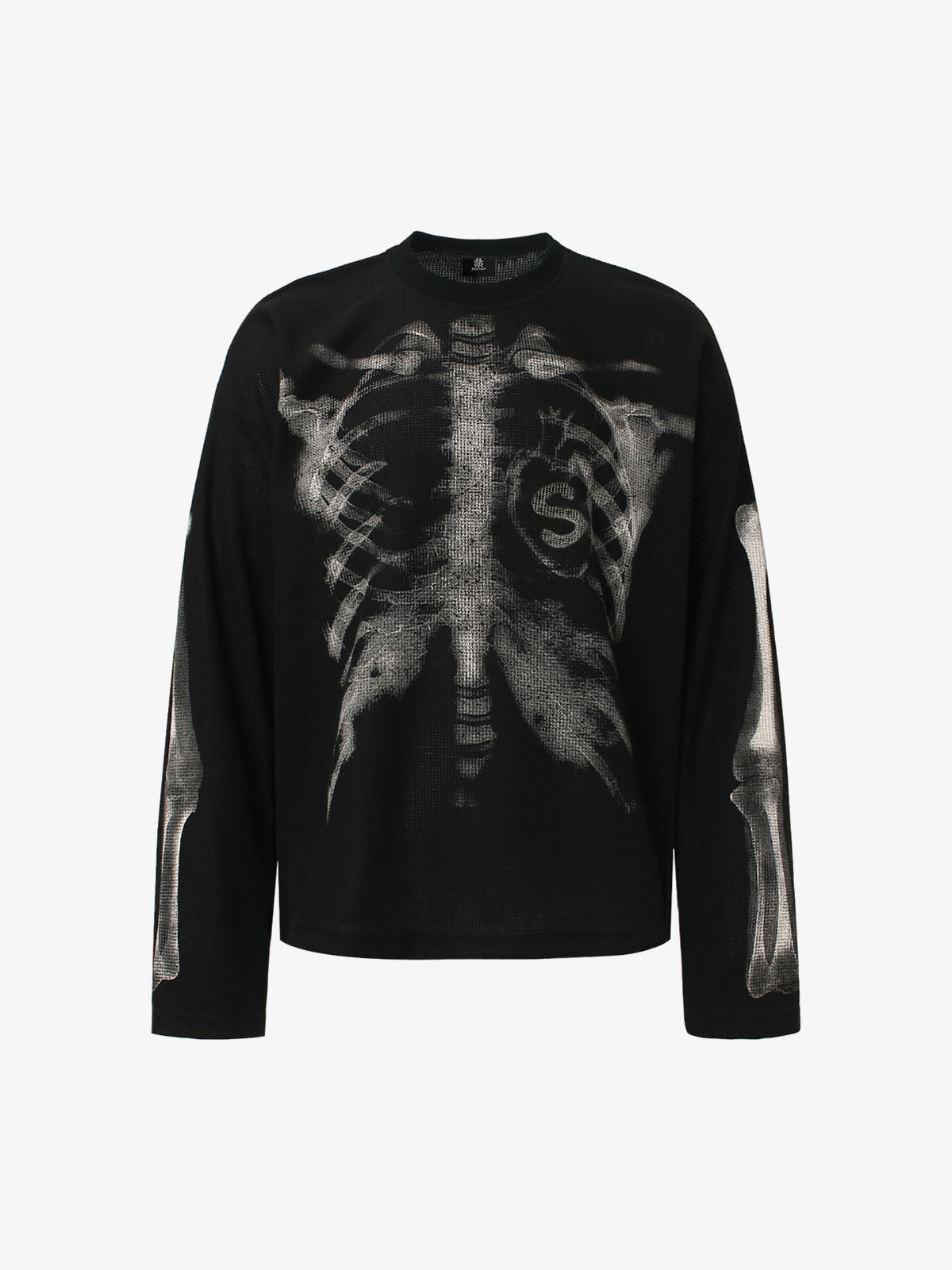Thesupermade Skeleton Graphic Waffle Sweatshirt