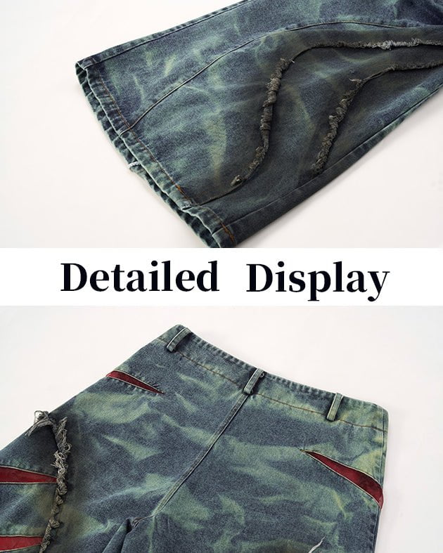 Distressed Ripped Denim Pants – Streetwear with Unique Torn Details