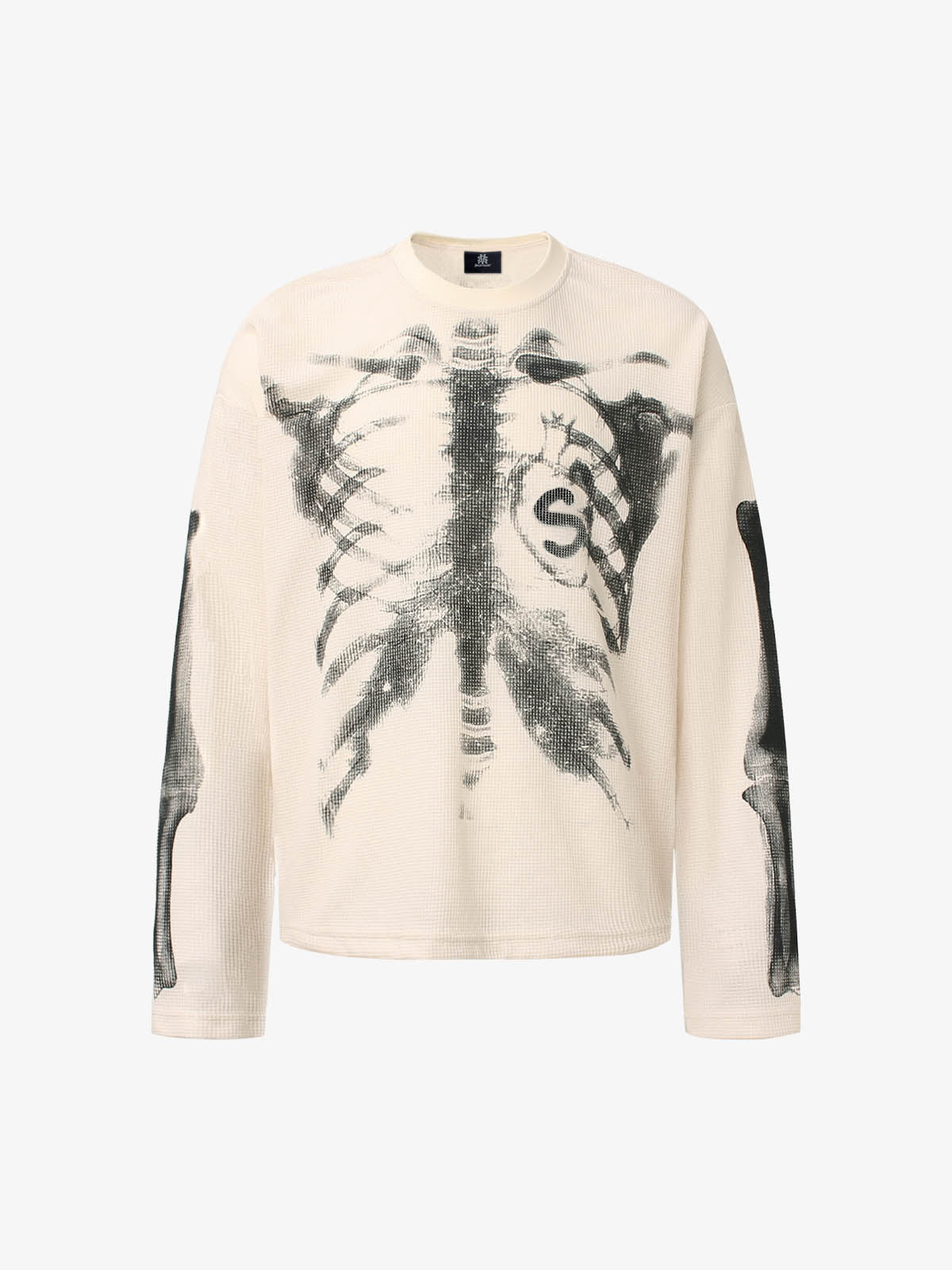 Thesupermade Skeleton Graphic Waffle Sweatshirt