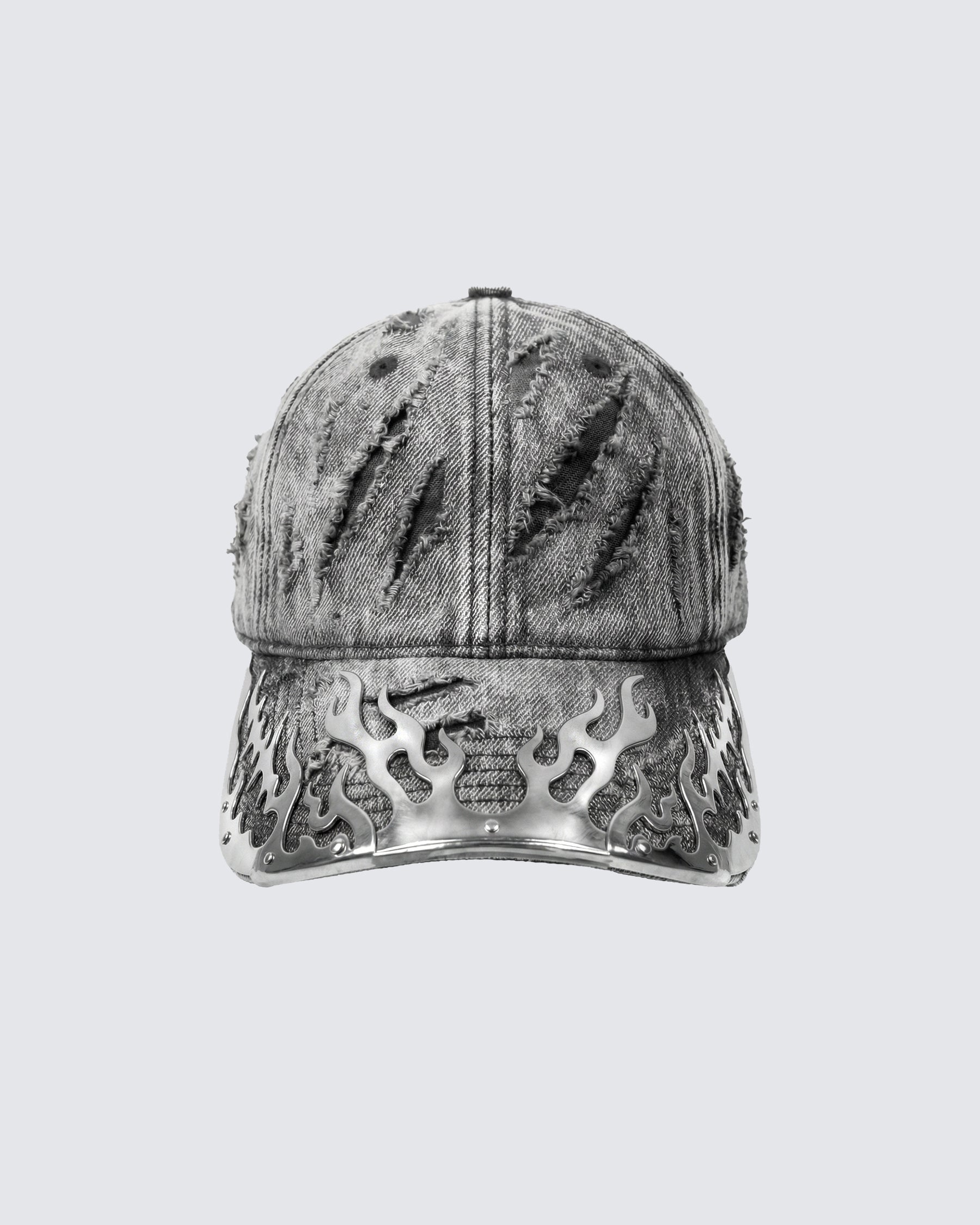Post-Apocalyptic Flame Metal Denim Cap