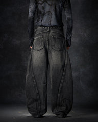American Avant-Garde Distressed Letter Wide-Leg Jeans