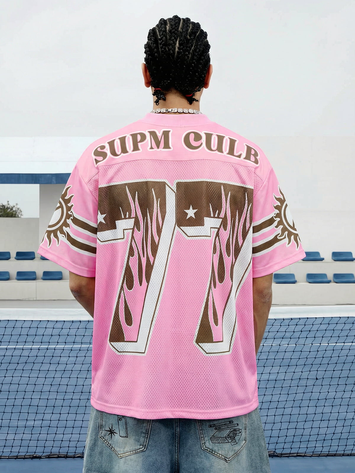 Pink Flame Print Jersey T-shirt