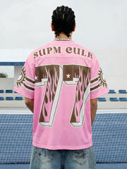 Pink Flame Print Jersey T-shirt