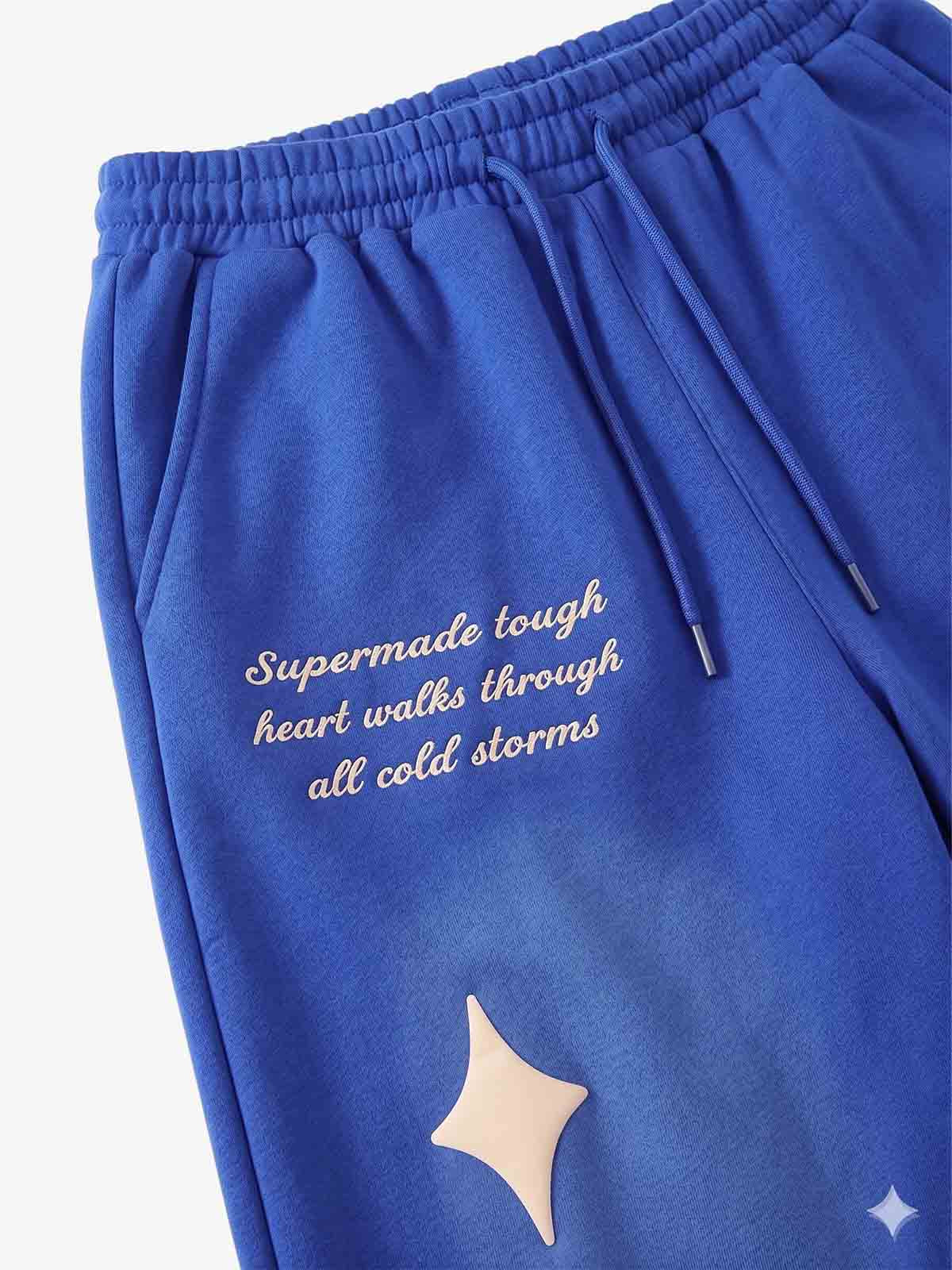 Spray Paint Star Print Distressed Sweatpants