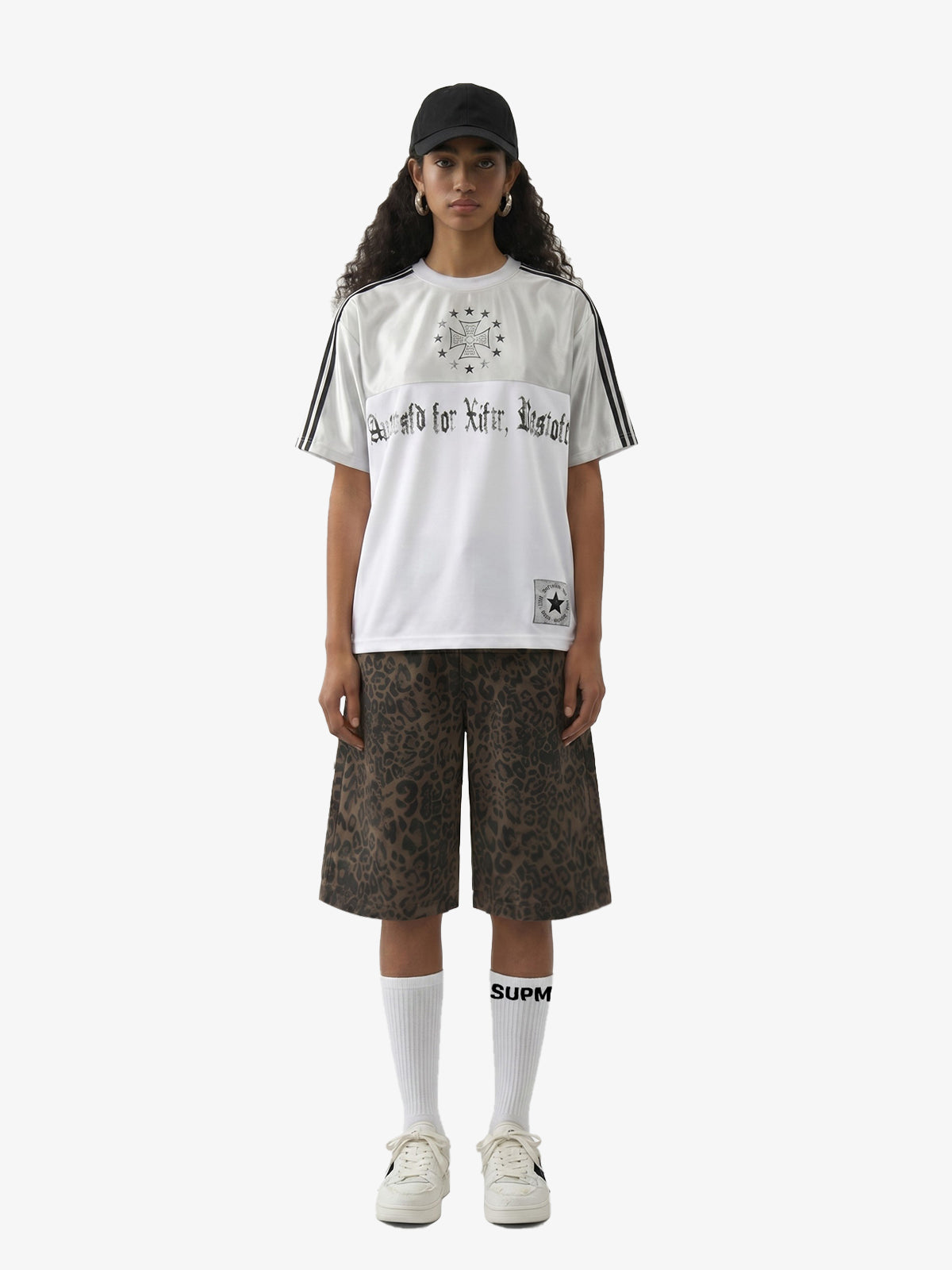Leopard Print Cotton Wide Leg Shorts