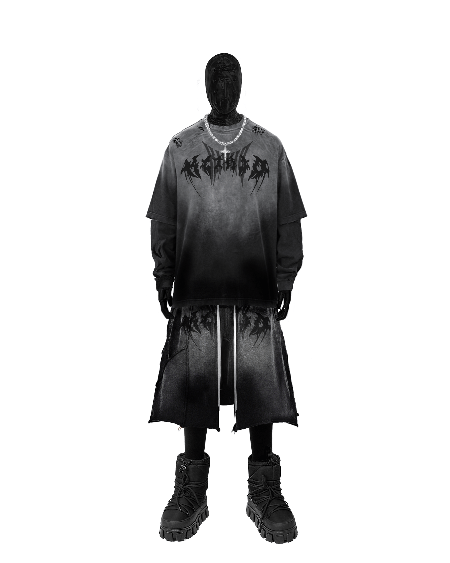 Gothic Logo Distressed Oversized T-Shirt