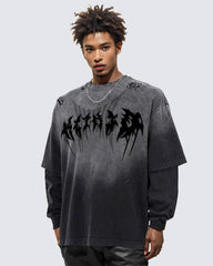 Gothic Logo Distressed Oversized T-Shirt