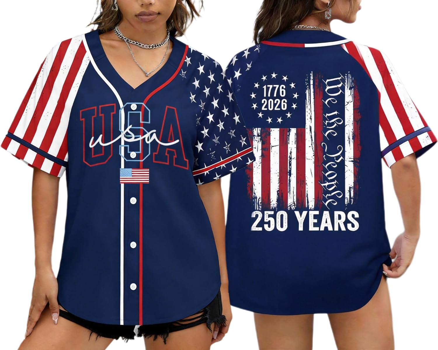 Women’s USA Flag Button-Down Tee