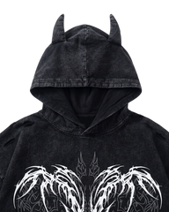 Vintage Washed Batwing Graphic Hoodie