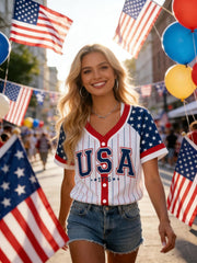 Women’s USA Flag Button-Down Tee