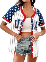 Women’s USA Flag Button-Down Tee