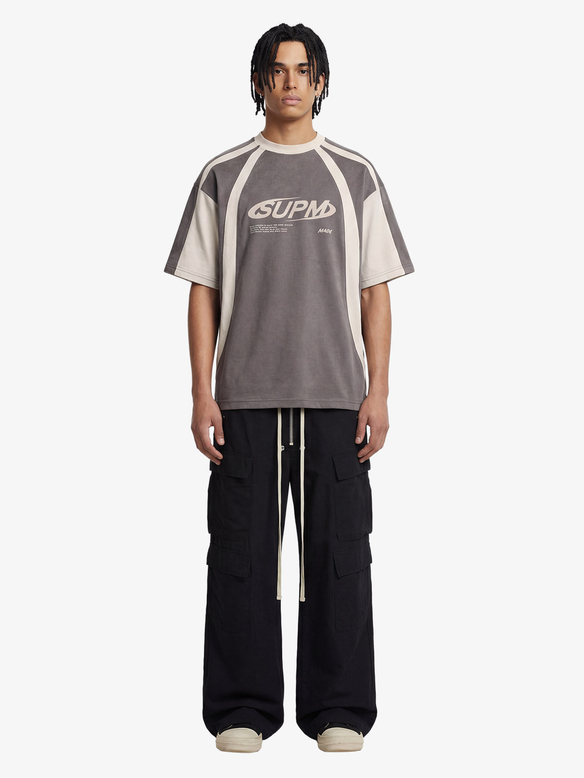 Jersey Deconstructed Contrast Color Stitching Print T-shirt