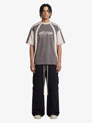 Jersey Deconstructed Contrast Color Stitching Print T-shirt